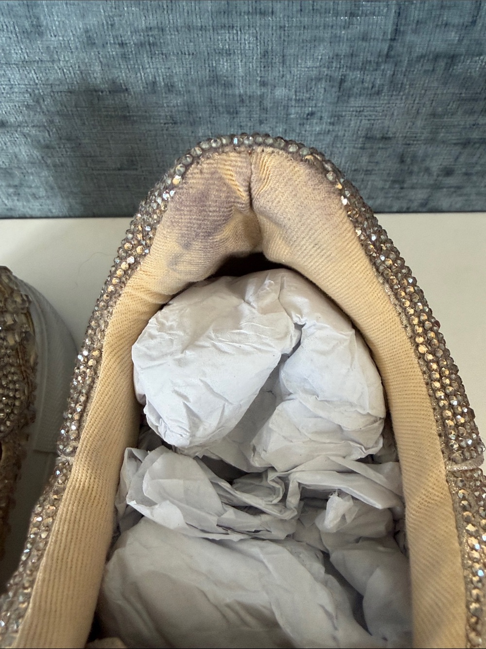 Betsey Johnson Rose Gold Crystal Embellished Sneakers - Picture 6 of 10